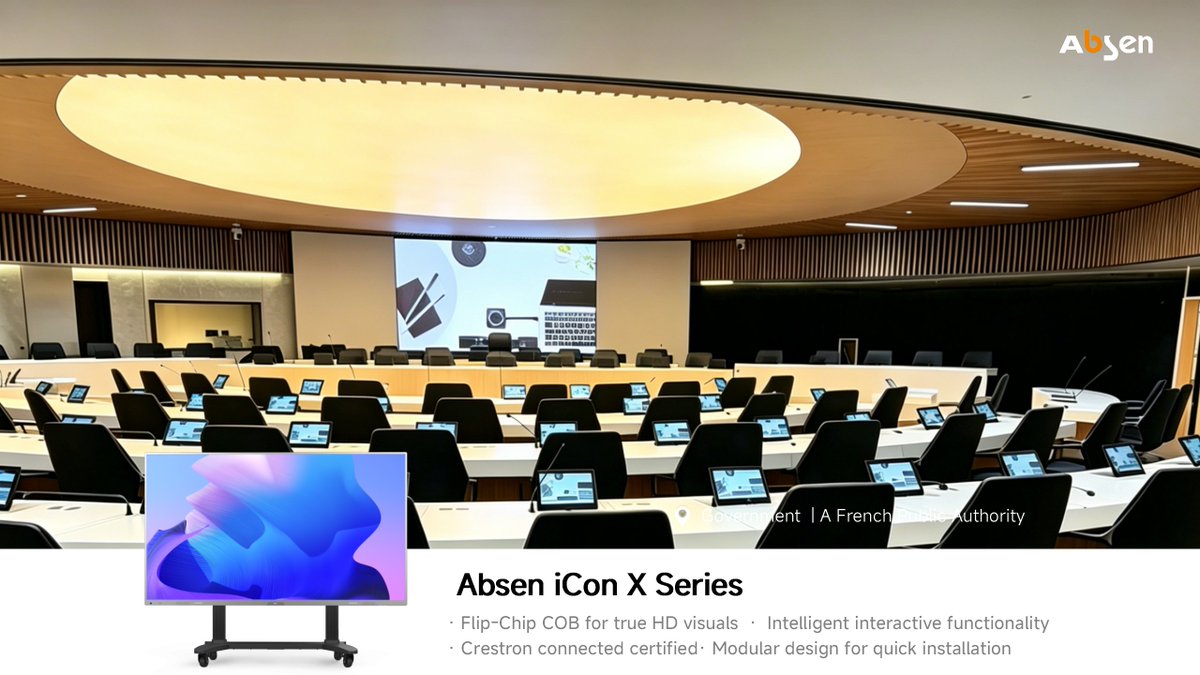 LEDAbsen's tweet photo. Deployed in a French Government Institution | Absen iCon X163 Smart Conference Display

Built for paperless meetings, the Absen iCon X163 combines seamless interactivity with an all-in-one conferencing experience.

#Absen #iConX163 #SmartConferenceDisplay #COBTechnology https://t.co/13UadA52a4