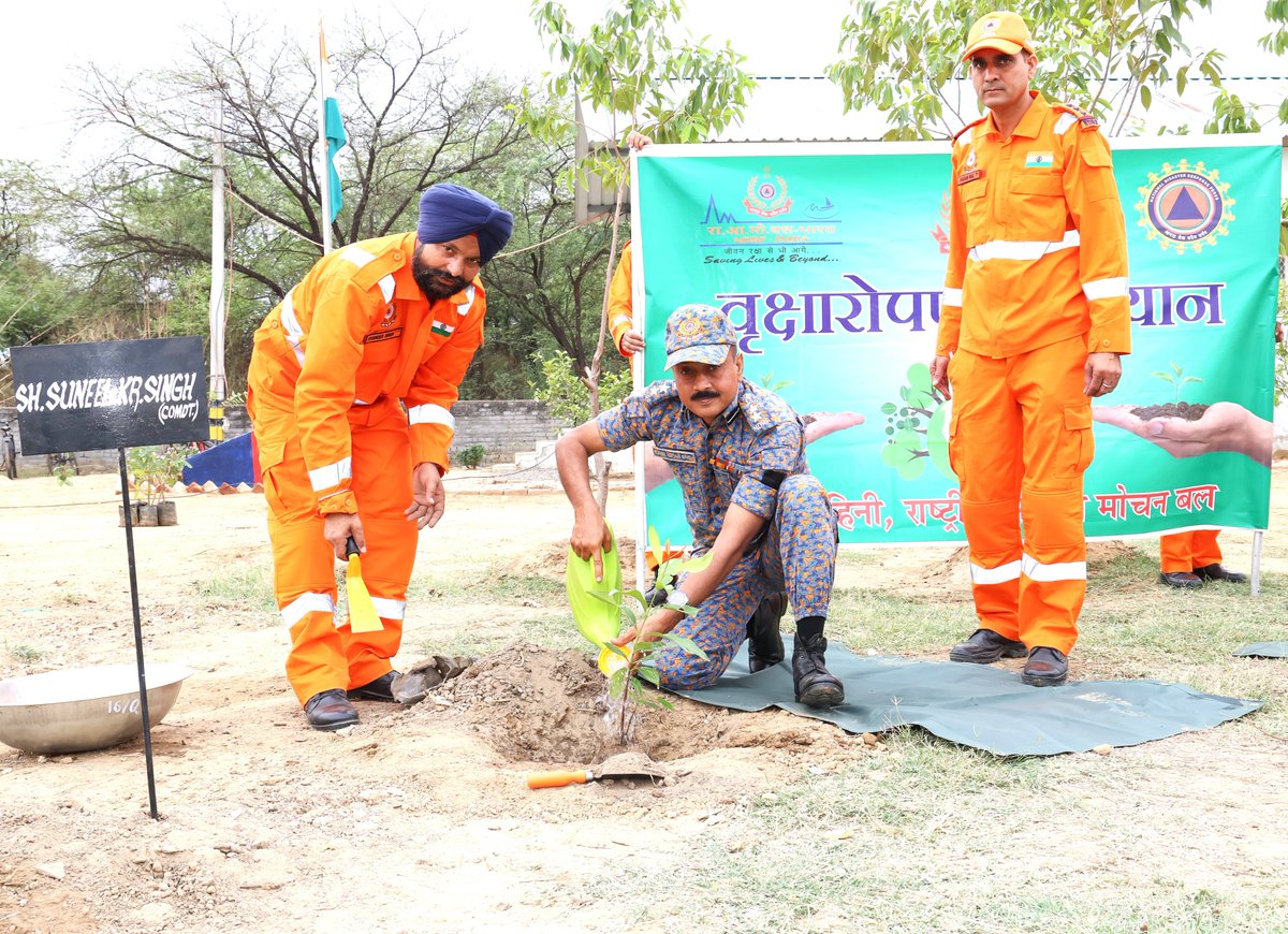 16NDRF's tweet photo. 🌳 On #WorldEnvironmentDay, the rescuers of 16 NDRF step beyond disaster response — to protect the very environment they safeguard lives within.
Today, our team planted saplings as a pledge to a greener, resilient India. 🌳 https://t.co/4xQvBjcSLA