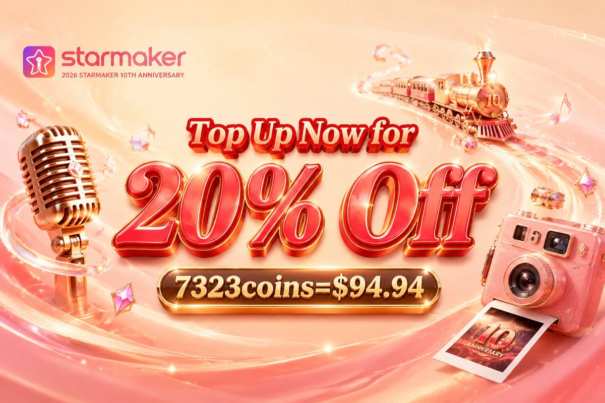iBuffget's tweet photo. 🚨 Global Index Spike! StarMaker’s 2026 Anniversary event quietly alters room-ranking weight metrics. 

Want your streams to hit the trending page? Scale your asset retention algorithmically. 

Get 20% OFF premium coins instantly at Buffget: https://t.co/9fsw8iVeBN https://t.co/QxjPqrYTIH
