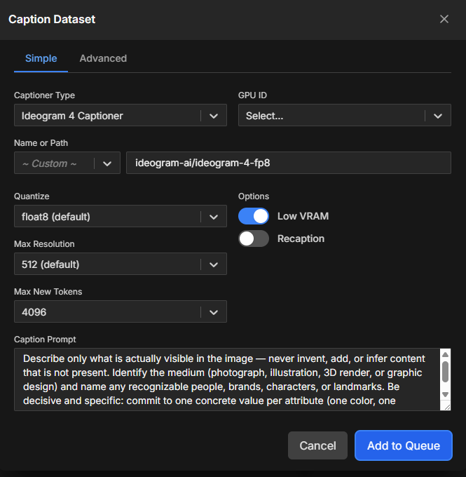 Rexdaddy0's tweet photo. @ostrisai @ideogram_ai Hello, I am preparing to train Ideogram 4 on the servers provided on your official website, but I have encountered an issue during the captioning stage. Could you please help me resolve this problem? Thank you! https://t.co/VhACVozTGS