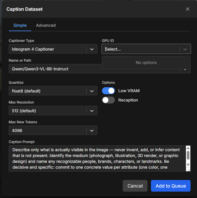 Rexdaddy0's tweet photo. @ostrisai @ideogram_ai Hello, I am preparing to train Ideogram 4 on the servers provided on your official website, but I have encountered an issue during the captioning stage. Could you please help me resolve this problem? Thank you! https://t.co/VhACVozTGS