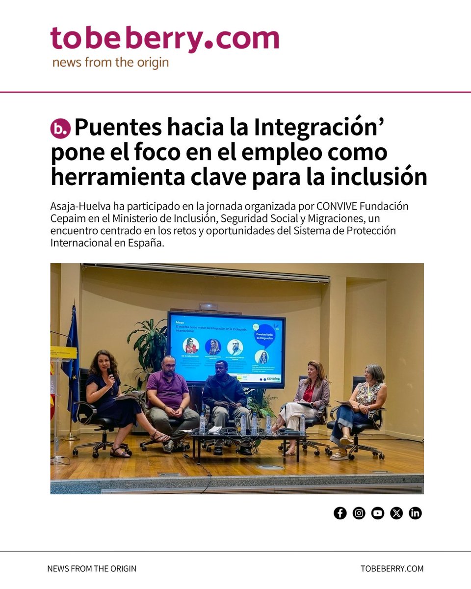 ToBeBerry_'s tweet photo. 🤝💼 Asaja-Huelva participa en ‘Puentes hacia la Integración’, una jornada que pone el foco en el empleo como herramienta clave para la inclusión social.
🔗 https://t.co/JT8FDL458y
#AsajaHuelva #Integración #Empleo https://t.co/JDntuChPQ1