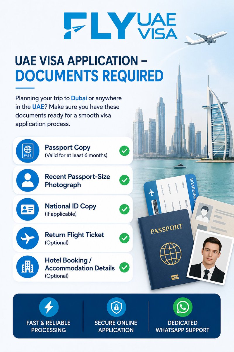 flyuaevisa's tweet photo. 📋 UAE Visa Application – Documents Required

Planning your trip to Dubai or anywhere in the UAE? 

🌐 Check the complete document requirements and apply now:
https://t.co/WxhrHb7CqI https://t.co/YVVTpCGyzz