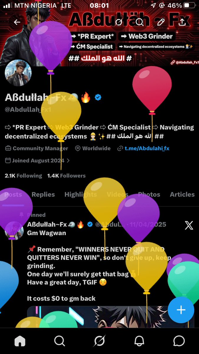 Abdullah_Fx1's tweet photo. **Alhamdulillah** ✨💥

Another year around the sun, wrapped in Allah’s mercy and blessings. Grateful for life, growth, lessons, and every moment that brought me closer to Him. May this new age be filled with barakah, good health, success, and endless opportunities to do better.

JazakAllah to everyone who has been part of my journey your prayers, love, and support mean the world.❤️

Here’s to more sabr, more shukr, and more victories InshaAllah.🎊 

Gm Web Grinder’s…………………🔥