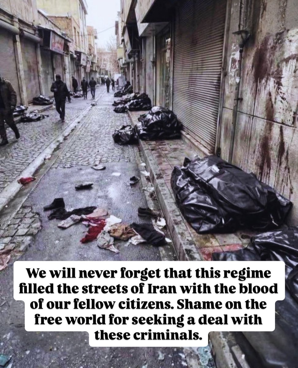 femmeazadi's tweet photo. Nous n’oublierons jamais que ce régime a couvert les rues d’Iran du sang de nos compatriotes. Honte au monde libre qui cherche à conclure un accord avec ces criminels. https://t.co/roXLbv93dP