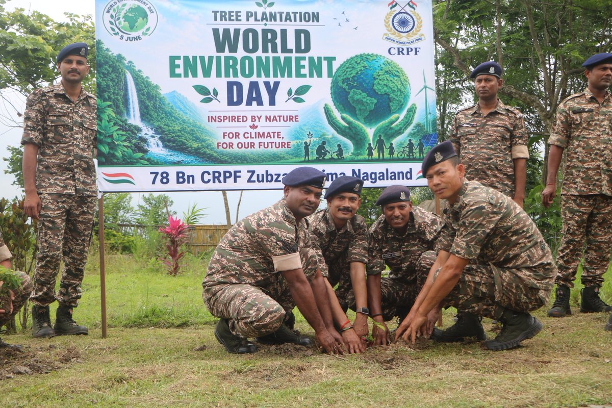78Crpf's tweet photo. On World Environment Day 2026, 78 Battalion CRPF conducted a Tree Plantation Drive in support of the theme “Inspired by nature. For climate. For our future” more than 200 saplings have been planted. 
#WorldEnvironmentDay2026 #78BnCRPF #TreePlantation
@crpfindia 
@HMOIndia https://t.co/AeJxk0Bmm0