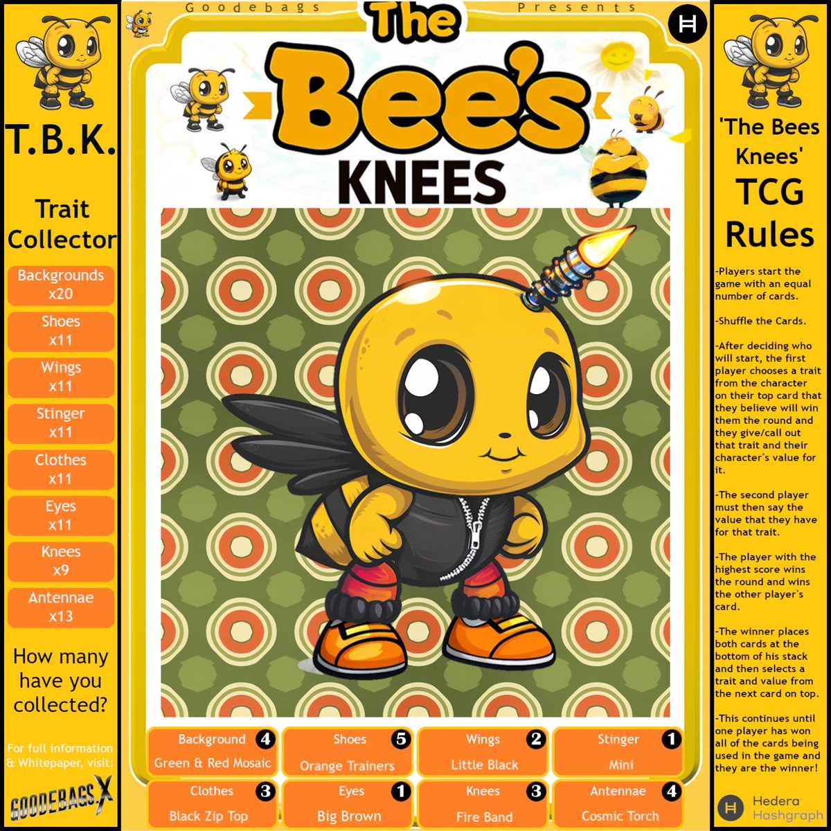 TheBeesKneesNFT's tweet photo. Another busy night at the hive with 7 bees flying out!
There are 4 of the bee-auties!
Each one is now an access pass to the new TBK game on https://t.co/VsajM4Q7Vz!
I can't wait to see more scores on that leaderboard!
HBAR TCG NFT https://t.co/kt7ZZ7Ro3m