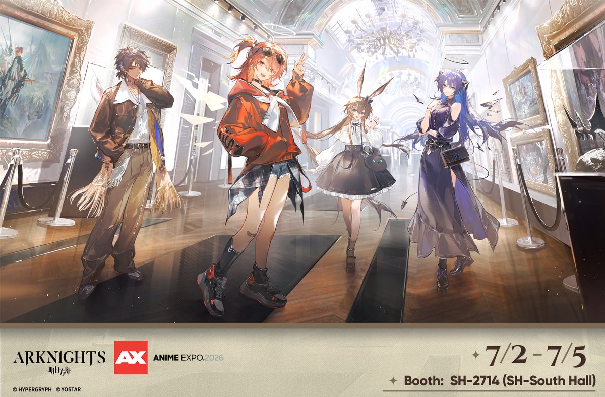 ArknightsEN's tweet photo. Dear Doctor, we are glad to announce that we are going to attend Anime Expo 2026! From July 2 to July 5, come meet us at Arknights Area!

Please stay tuned for more details!

#Arknights #Yostar #AnimeExpo #AX2026 https://t.co/ESh3Oxfrde
