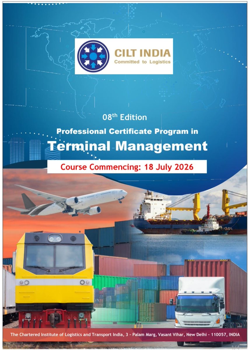 CILT_INDIA's tweet photo. Registration is in progress for CILT India flagship training program in Terminal Management. 
Prev. Participation: APSEZ, Adani Logistics, APM Terminals, CJ DARCL, CONCOR, CWC, DP World, GDL, Indian Railways, IWAI, JM Baxi, LPAI, Maruti Suzuki, NHLML, PRCL, PSA, Pristine, TEAGTL https://t.co/Jf472fyLnU