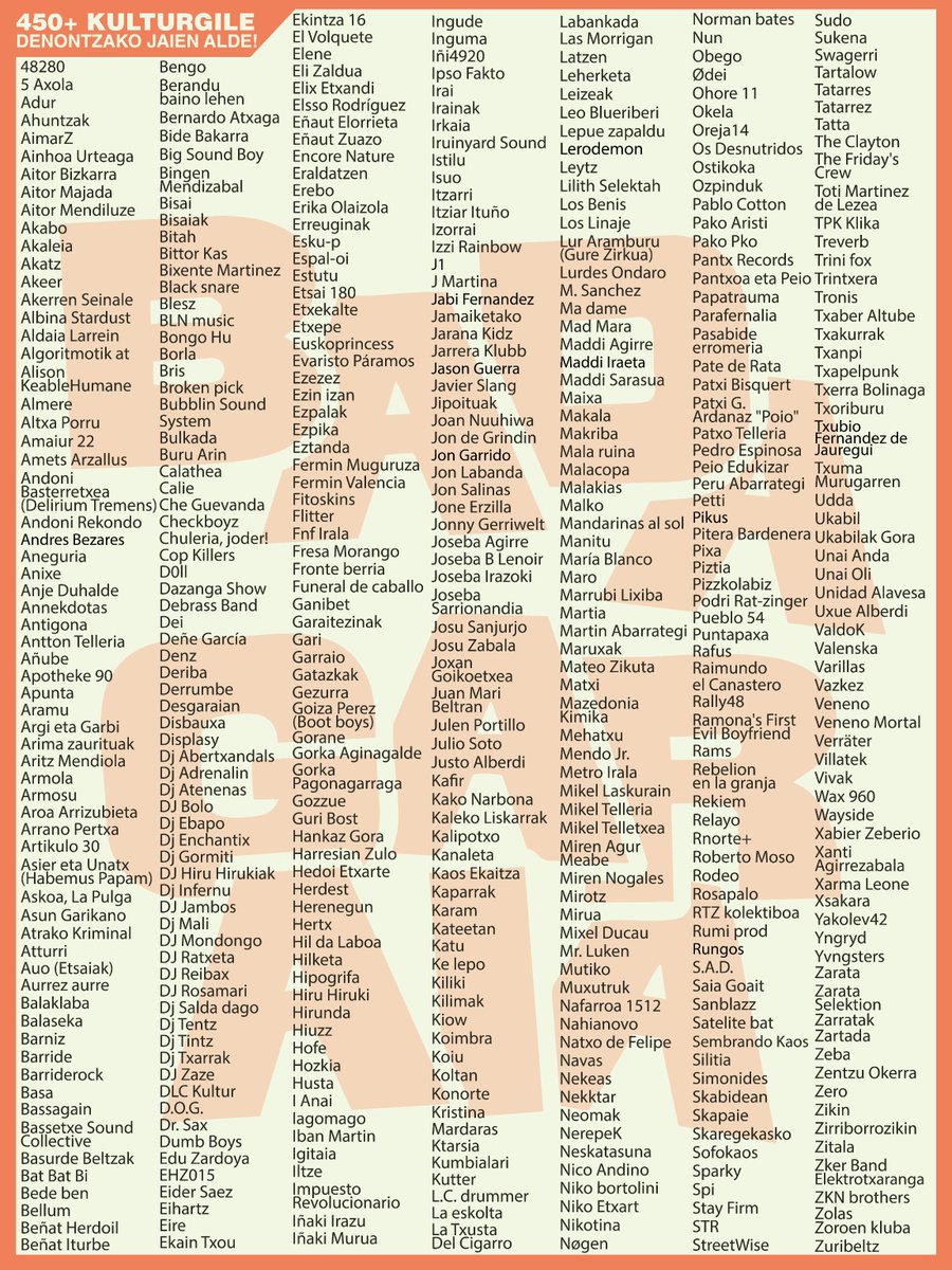 GedarLangileKZ's tweet photo. 450 kulturgilek baino gehiagok aldarrikatu dute Mugimendu Sozialistak txosnetan parte hartzeko duen eskubidea

'Bada Garaia' ekimenak argitaratu du konponbidea eskatzen duten kulturgileen zerrenda

🔗 https://t.co/TWBLb8K0Oe https://t.co/PTmesxnxgN