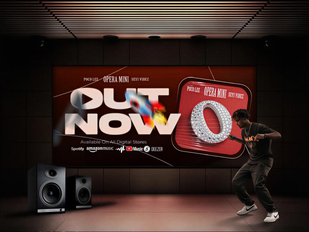 Hadeking001's tweet photo. A Music Release Billboard Concept for OPERA MINI by Seyi Vibez &amp; Poco Lee. 🎵🔥

The Song Is Out🔥🔥
The vibe is everywhere.

Here's my creative take on it. 🎨✨

Dancing, music, and energy brought together in one visual. https://t.co/i6x15DcPNv
