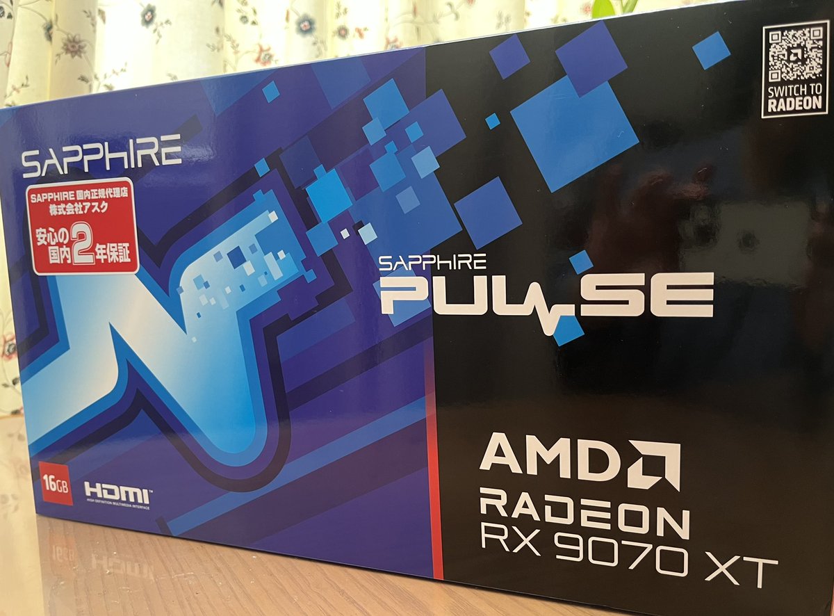 deepred241's tweet photo. SAPPHIRE PULSE RX 9070 XT GAMING 16GB GDDR6 購入しました！
NITRO+とも迷いましたが結局PULSEを購入。結果大満足です。某GeForceにしなかったのは
・価格性能比が良い
・ドライバーが安定している
SAPPHIRE好きということも要因かな。
特にHDMIが２つあるのも良き
#MyRyzen_Radeon
#PR https://t.co/h7BeEBJbbh