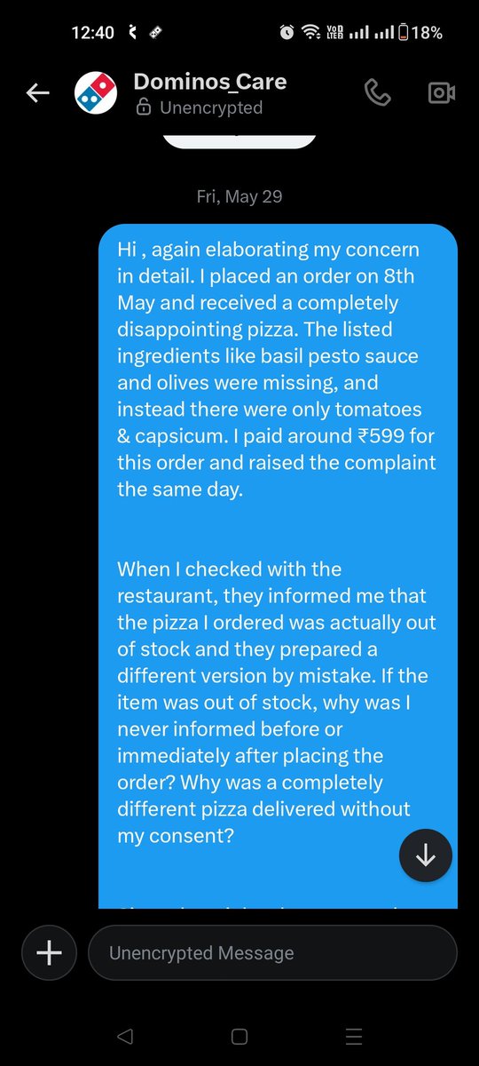 prediator005's tweet photo. @zomatocare @zomatocare thanks you resolve my genuine issue promptly and another side @dominos @dominos_india @CareDominos frm 1 month my issue is pending at dominos and i didn'tget proper reply only automatica message i shared may time but dominos mistake and i am suffering. #dominosreality https://t.co/NolzLlJWcX
