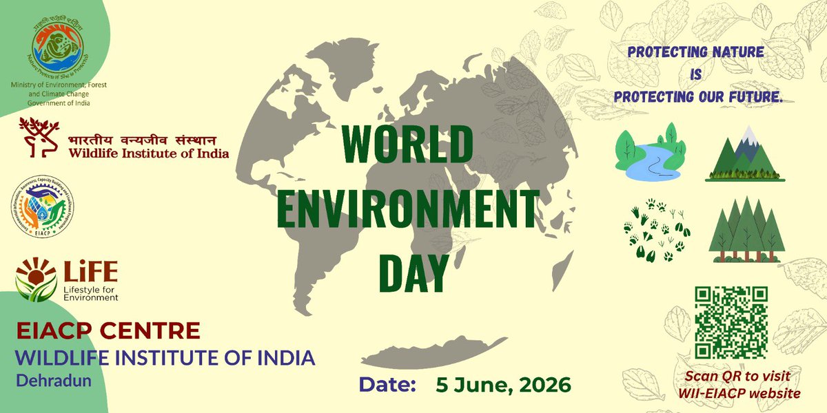wii_india's tweet photo. Happy #WorldEnvironmentDay! 🌿
On this special occasion, the Wildlife Institute of India in collaboration with the WII - EIACP Programme Centre,  planted 15 Amaltas saplings 🌳 under the national initiative #EkPedMaaKaNaam.
🤝 The event witnessed enthusiastic participation of 70+ individuals, including the Director, Dean, Registrar, Faculty Members, Researchers & Staff of WII all coming together for a greener tomorrow! 
Let's honour our planet and our mothers by nurturing nature. 🌱

#WorldEnvironmentDay #EkPedMaaKaNaam #WED2025 #PlantForThePlanet #WildlifeInstituteOfIndia #EIACP #Conservation #GreenIndia
@moefcc @CentralIfs @wii_india @SACONCoimbatore @EIACPIndia @wii_eiacp @rameshpandeyifs @GobindsagarBha1 @RuchiBadola2 @CRamesh_WII @BivashPand34733 @billboard @Kramesh95 @amitwii @amarjeet_kaur10