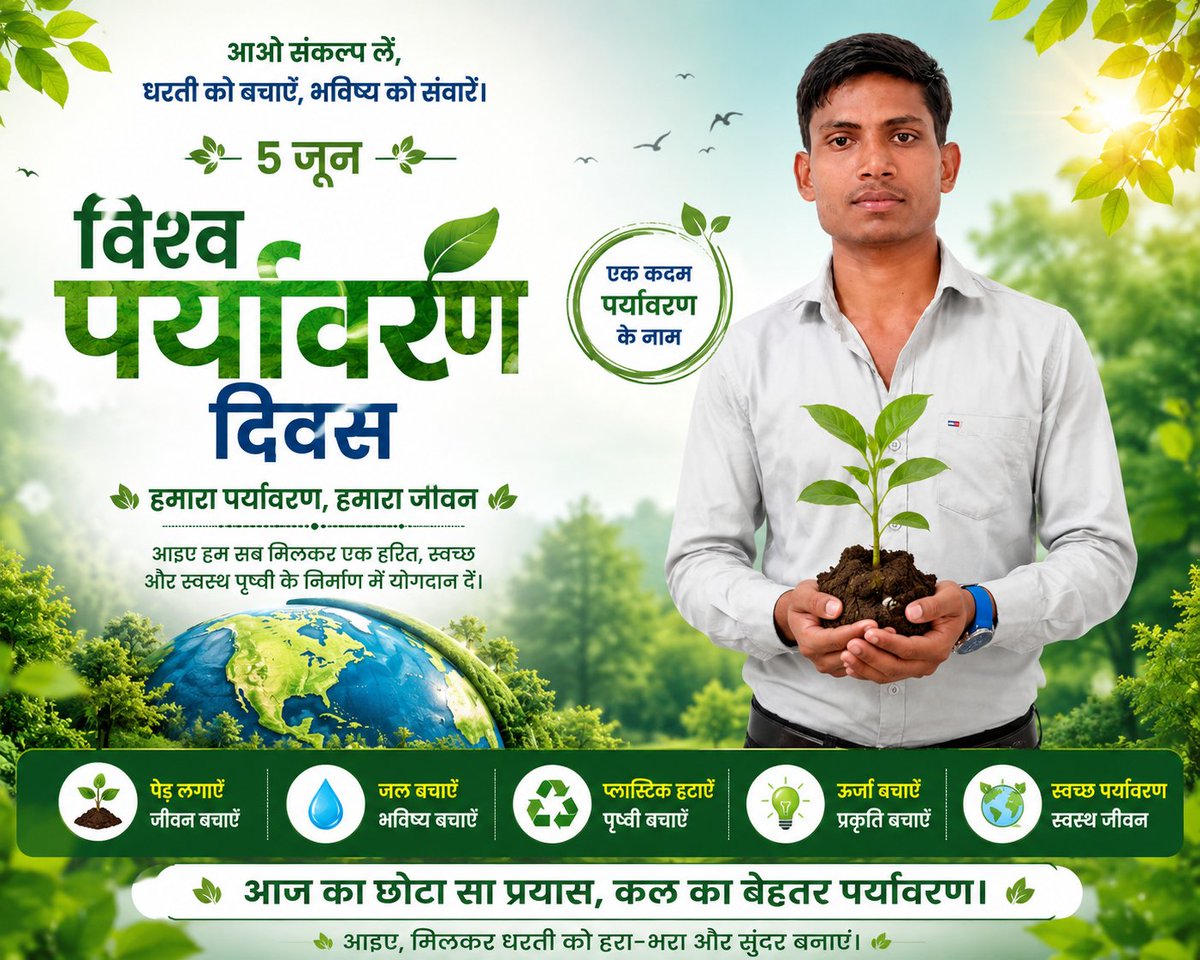 ManojNonera's tweet photo. #विश्व_पर्यावरण_दिवस की आप सभी को हार्दिक #शुभकामनायें..!!

आइये हम सब मिलकर अपनी #पृथ्वी को हरा-भरा और #सुंदर बनाने का #संकल्प लें एवं #पर्यावरण_संरक्षण में अपना #योगदान दें..!!

#WorldEnvironmentDay https://t.co/zElcAQfpYR