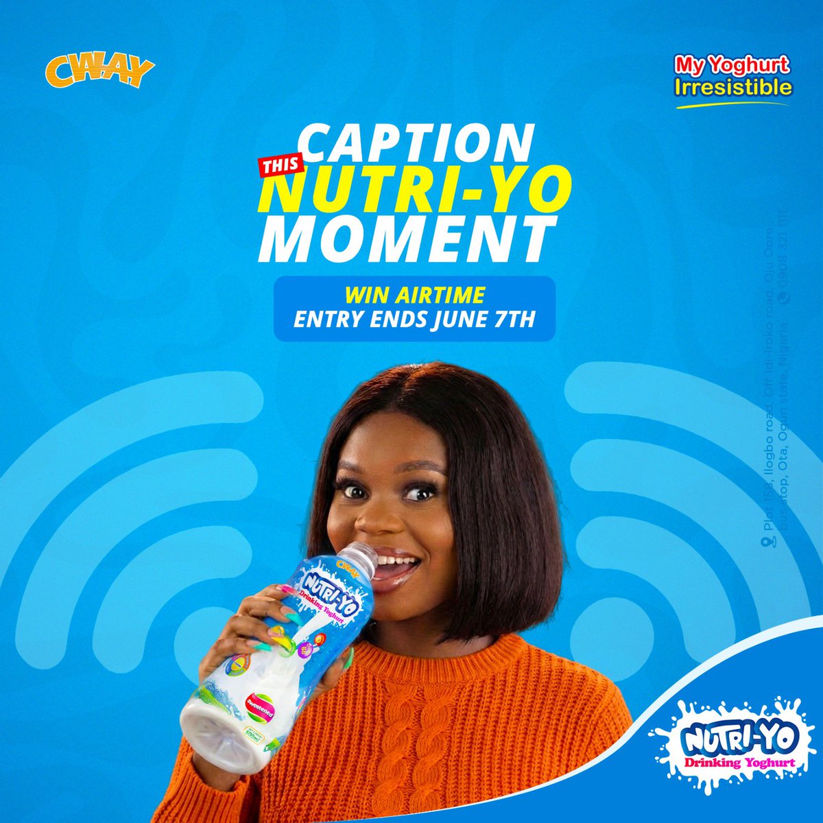 CwayNutriYo's tweet photo. Think you can create the perfect caption for this moment? 👀💙
If yes, drop your most creative caption below for a chance to WIN

Let the best caption win 😋✨

#NutriYo
 #MyYoghurtIrresistible #CaptionChallenge #Creamygoodness https://t.co/paWl71X2Ue