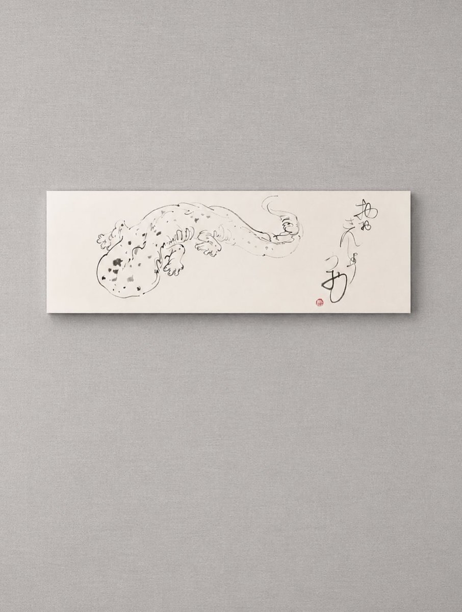 hattoori2's tweet photo. 「おおさんしょううお」を、パネル装にしました。

昨年のKAHO個展で描かせて頂いたオオサンショウウオが独り立ちしました。不思議な感覚です。でも実はこれがわたしがやりたかったことです。
髙島屋個展では、こんな生き物採りをしてもらいたいと思っています。
生き物で溢れる個展！乞うご期待です◎ https://t.co/LjoIZh7ZEb