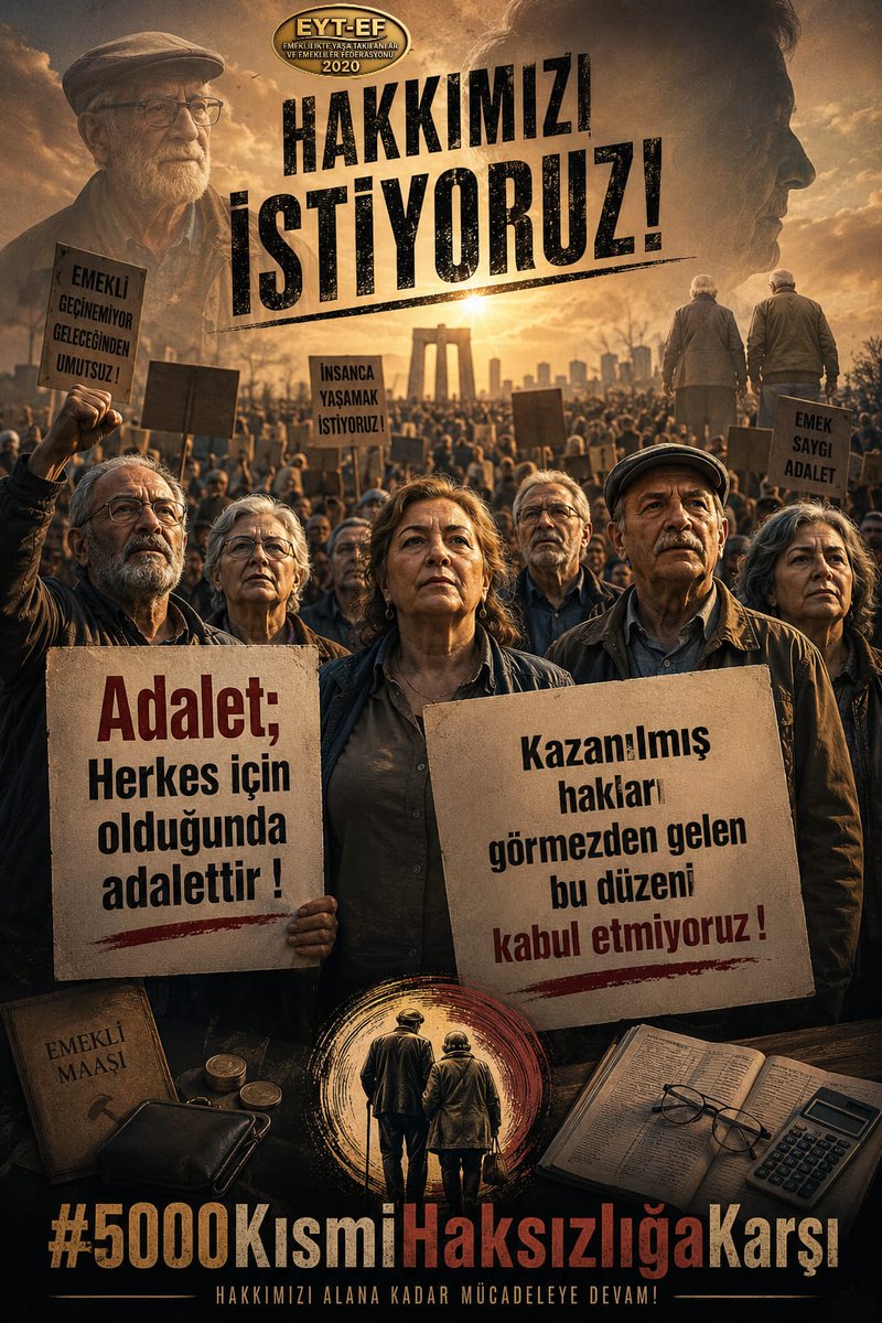 EytEmeklilerFed's tweet photo. EMEKLİ
👇
#EmekliTüikeKarşı

Biz;
17 milyon #Emekli

#Tüik in gerçeği gizleyen rakamlarına değil,
Boş cüzdanımıza bakıyoruz!

#Enflasyon a ezdirip,
Sefalet üreten düzene,
Emeğimizi değersizleştiren anlayışa karşıyız !

#5000KısmiHaksızlığaKarşı
@RTErdogan
@isikhanvedat
@tuikbilgi https://t.co/vcqKVx0JZA