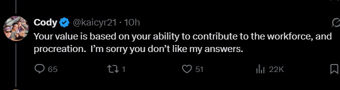 KellyLamb86's tweet photo. While I don't doubt that some of the replies calling him out were terrible, I'm a lot more 'disturbed' by his actions & post. Not to mention some of the people who responded in agreement with him - like the replies I've attached here. This whole situation hurts my heart. My dad worked with people with disabilities for years, including many with Down Syndrome. I'm so grateful he brought them into my life as a teenager. They changed all of us for the better...they worked hard, laughed hard, lived big, loved even bigger...I can't imagine believing they have no value or are 'parasites'. May God soften these people's calloused hearts.