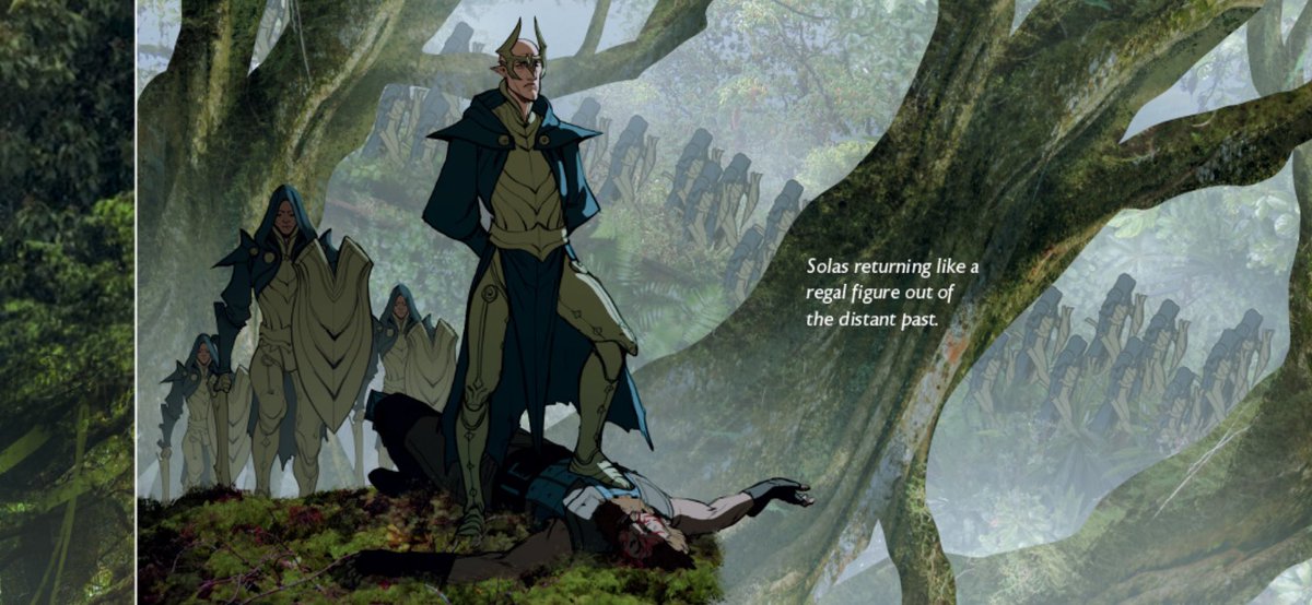 geekerellauwu's tweet photo. @nuhre_ The hints of Solas’ elven “army” at the end of inquisition. The artbook further expands on what that could have been like and it’s just another story beat I feel robbed of :c https://t.co/PntWUhP6C1