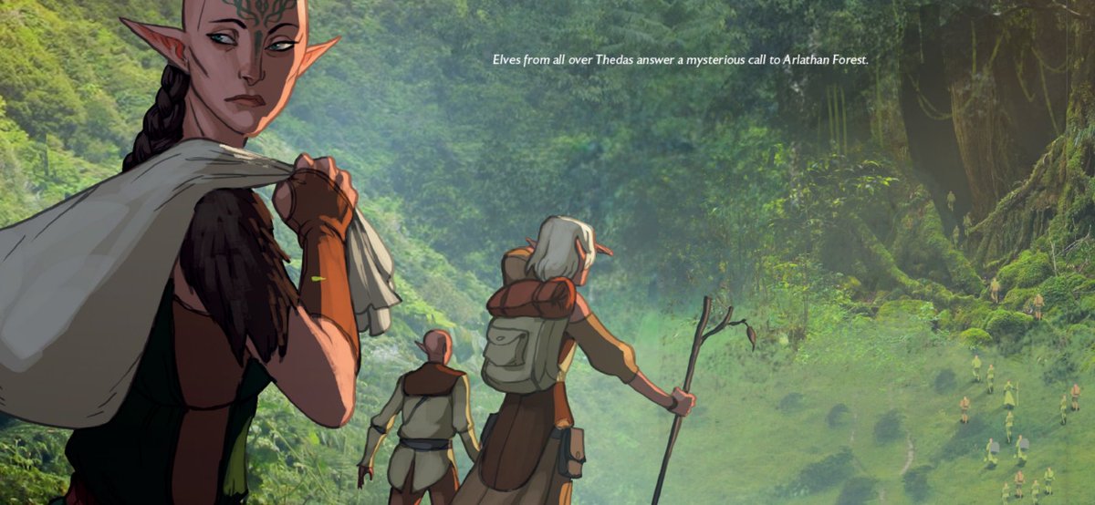 geekerellauwu's tweet photo. @nuhre_ The hints of Solas’ elven “army” at the end of inquisition. The artbook further expands on what that could have been like and it’s just another story beat I feel robbed of :c https://t.co/PntWUhP6C1