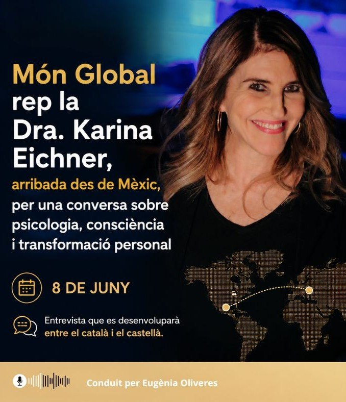 euolicam's tweet photo. El proper 8 de juny, a Món Global, tindré el plaer de conversar amb la psicòloga, psicoterapeuta, conferenciant i autora @karinaeichner .

Parlarem sobre el karma des d'una perspectiva psicològica i espiritual, els patrons que repetim, la maduresa emocional... https://t.co/LbU0dh0jon