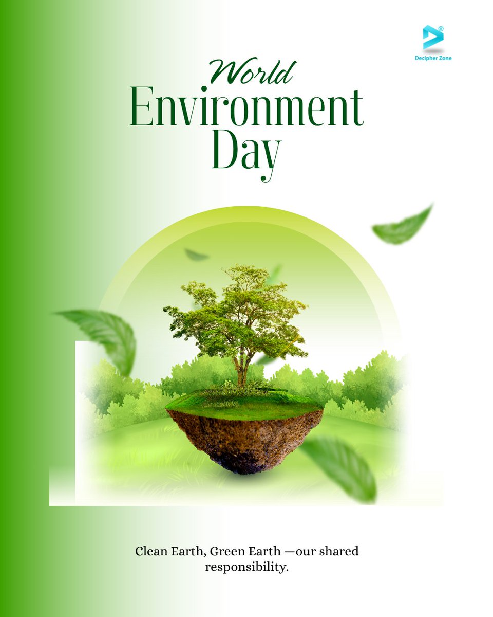 DecipherZone's tweet photo. 🌍 This World Environment Day, let’s make every choice count. Reduce waste, conserve resources, and protect the beauty of our planet for future generations. 

#WorldEnvironmentDay #BeatPlasticPollution #GoGreen #SaveEarth https://t.co/sPxbqjaFCH