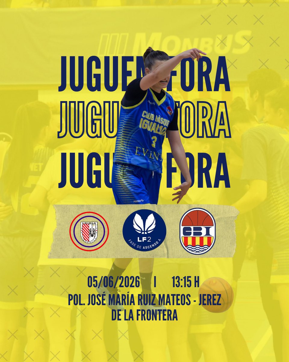 CBIgualada's tweet photo. ᴅɪᴀ ᴅᴇ ᴘᴀʀᴛɪᴛ 🏀

Continua la Fase d’Ascens a LF2 i les SFA volen la primera victòria💛💙

🆚 @loiolabasket 
📅 5 de juny de 2026
🕐 13:15 h
📍Jerez de la Frontera
📺 https://t.co/bzA11oPej8

#CBI #LF2 #FaseAscens https://t.co/4F1sSnEpQb