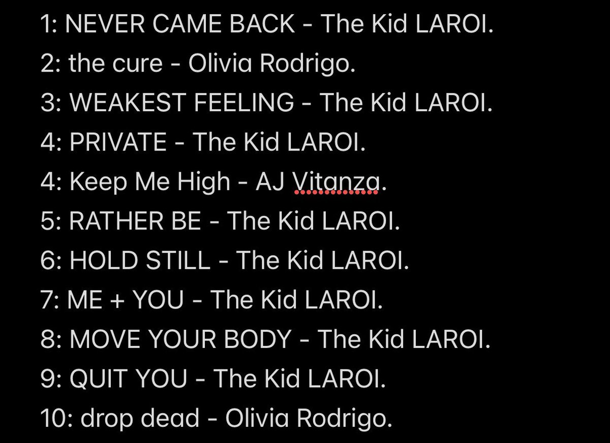 SimplyH3LIX's tweet photo. Officially half way through the year so here’s my top 10 songs of 2026 so far, Not much artist variety here but who cares 😭 https://t.co/9Mha9oaOm0