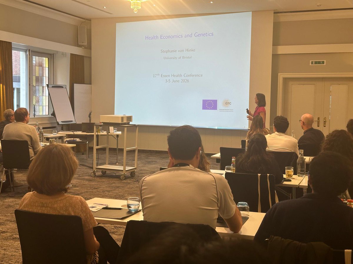 EsHConference's tweet photo. Day 1 of EHC concluded with a fascinating plenary by Stephanie von Hinke @bristoluni.bsky.social on 'Health Economics and Genetics'

Key takeaway: as access to genetic data expands, accounting for genetic differences is increasingly important in health &amp; human capital research
🧵 https://t.co/PqUNWPVjmd