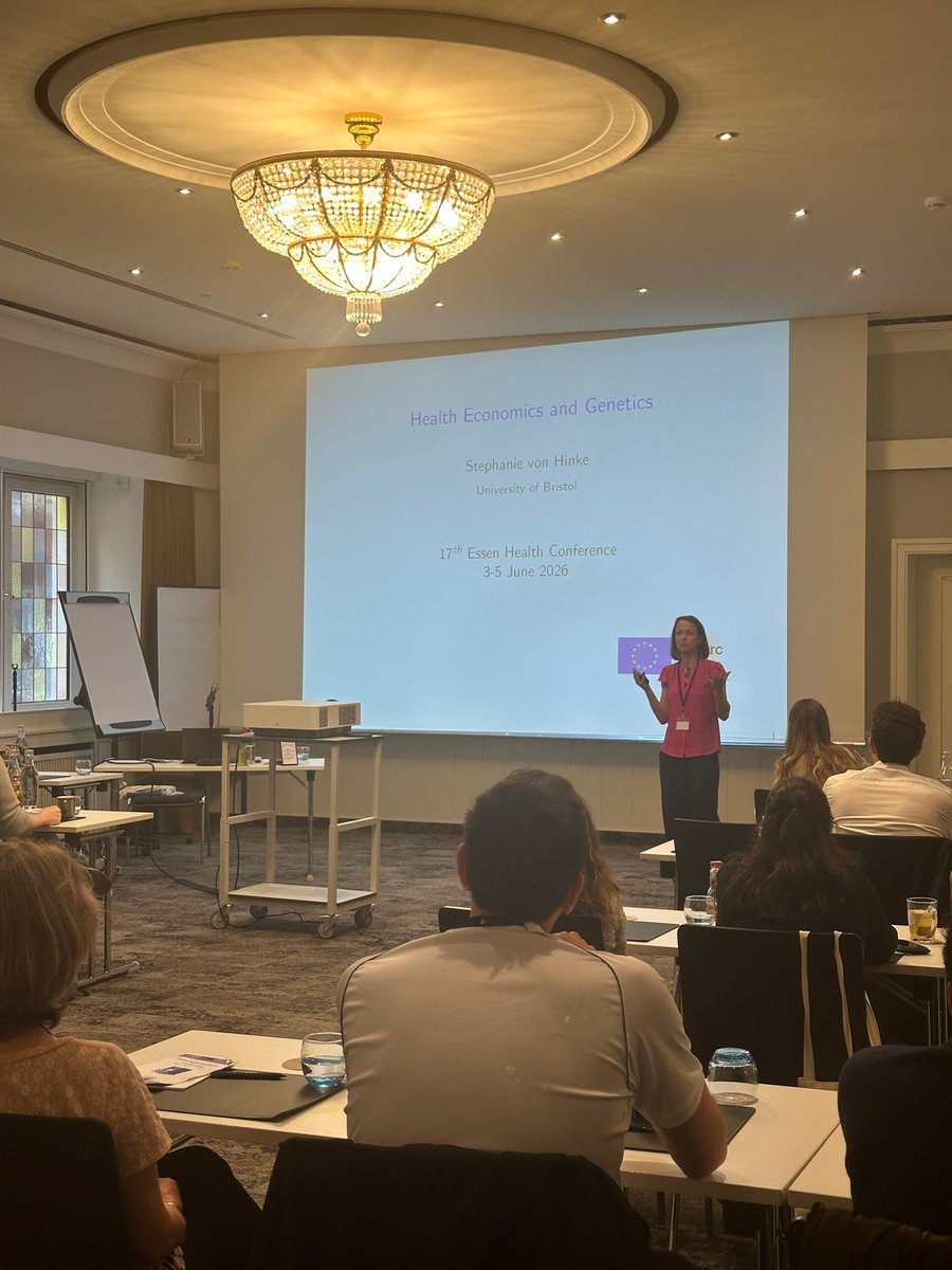 EsHConference's tweet photo. Day 1 of EHC concluded with a fascinating plenary by Stephanie von Hinke @bristoluni.bsky.social on 'Health Economics and Genetics'

Key takeaway: as access to genetic data expands, accounting for genetic differences is increasingly important in health &amp; human capital research
🧵 https://t.co/PqUNWPVjmd