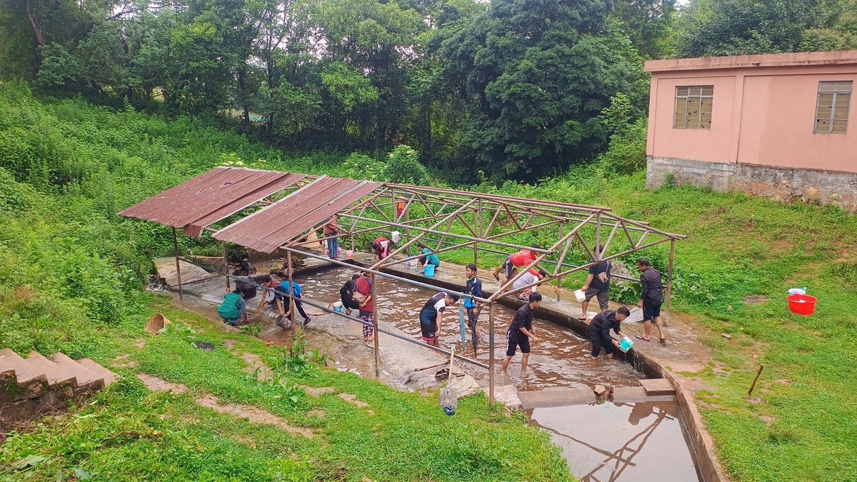 NssLady's tweet photo. On the occasion of World Environment Day 2026, The NSS unit LKC in collaboration with SPYDC have taken the initiative to clean four water sources and clothes washing area at its adopted village Sohryngkham on 05.06.2026 @CellNehu @nss_rdguwahati @YASMinistry https://t.co/eiOs0DxMax