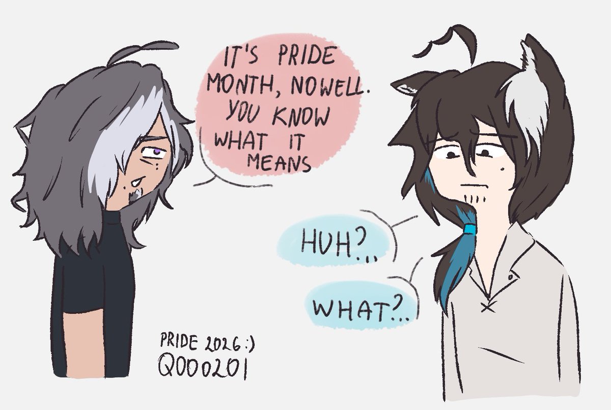q000201's tweet photo. happy pride month, fellow queers :)

#oc #ocart #occanon #arknights #nowell #nowellarknights #queer #pridemonth #meme #art https://t.co/gZ5j6HVmo0