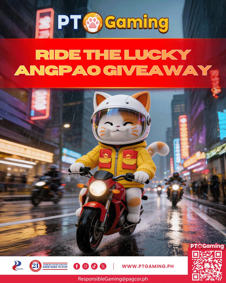 PTGamingph's tweet photo. Magpapahabol ka pa ba? O ikaw na mismo ang hahabulin ng swerte?

May isang paraan lang para malaman... Ready ka na bang sumakay at manalo?
Madali lang sumali Join the angpao giveaway today and at I share mo lng sa comment section at para may chance na ang swerte sayo!

Sundin lang ang mechanics paano manalo:
1. Follow our NEW Facebook page account 👉🏼https://t.co/7RoTwjn5mm
2. Follow our Official PlayTime Entertainment Instagram 👉🏼 https://t.co/sI8oHE4Kg1
3. Share this post, comment, and mention ang picture o screenshot na natanggap mong "Angpao" today , under this post at I-post sa Facebook group including your USER ID + #PTGamingAngpaoGiveaway and mention 3 PT Gamers na ililibre niyo kapag nanalo kayo ng Angpao.
4. Lucky random winners ang mananalo daily mula June 1 - June 30, 2026!

- 10 winners of ₱500 Credits
- 5 winners of ₱1,000 Credits
- 2 winners of ₱2,500 Credits

*Terms and conditions apply.

💰 Download now to get ₱160,580 new player bonus & 1.5% unlimited cashback +2% slot return
iOS and Android: https://t.co/Ga7k986TiQ | Website: https://t.co/IaOSBYxvYI

#PTGaming #PTGamingPH #AngpaoGiveaway #RainySeason
