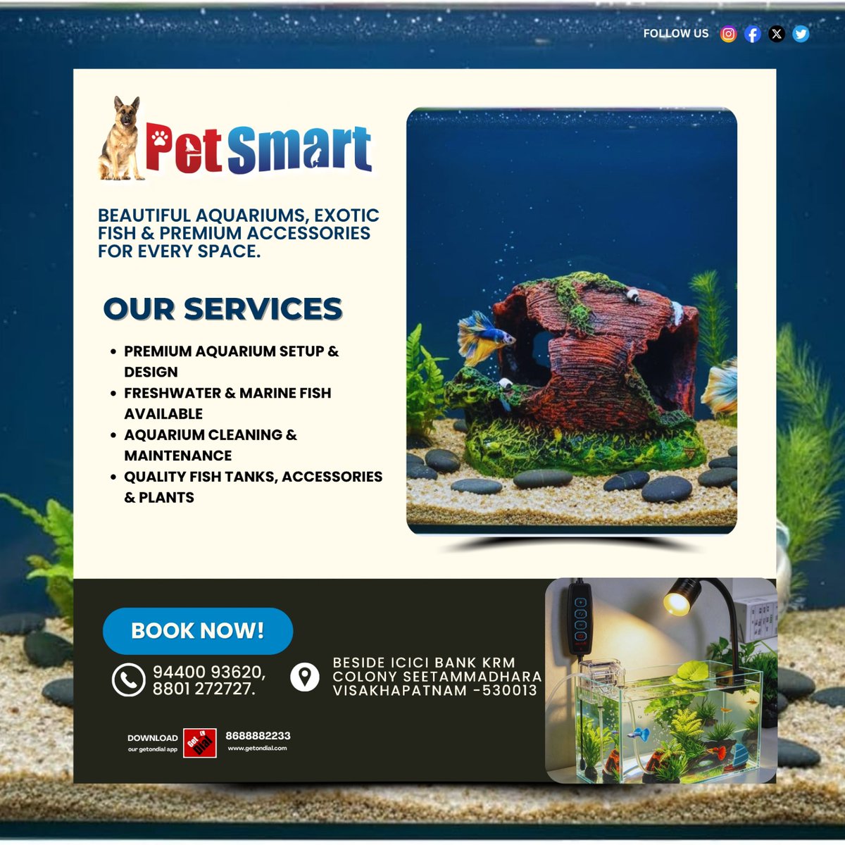 getondialapp's tweet photo. Premium Aquarium Setup & Design | Petsmart | Now Listed on GetOnDial
#AquariumSetup #AquariumDesign #PremiumAquarium #FishTankSetup #AquariumMaintenance #AquariumCleaning #FreshwaterFish #MarineFish #AquariumPlants #FishTankCleaning
https://t.co/mXZFUyxBo4 https://t.co/gixaRHCSf4