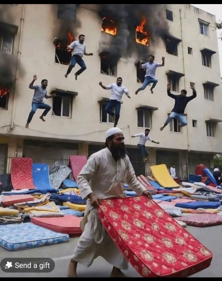 MousufDr's tweet photo. Riyazuddin Mansuri, a mattress shop owner, and his son Arman Mansuri showed extraordinary courage during a fire in a multi-storey hotel in South Delhi.Their brave actions reportedly helped save more than 8 people.#HumanityAboveAll #India #Delhi #SaluteToHeroes #AI. https://t.co/d7hqDJZp8y