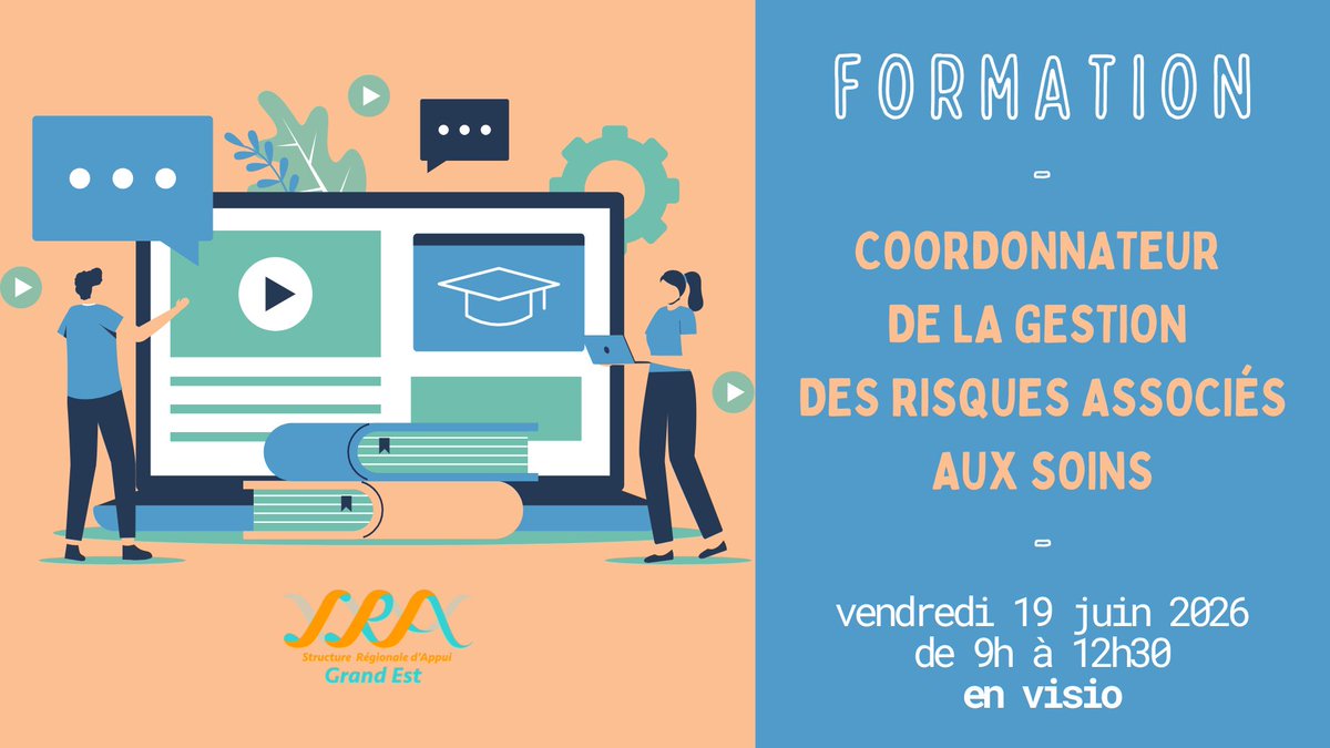 SRA_Grand_Est's tweet photo. La @SRA_Grand_Est vous propose une formation en visio d’une demi-journée sur la fonction de coordonnateur de la gestion des risques associés aux soins (CGRAS) et la mise en œuvre de ses différentes missions. Inscriptions ouvertes pour le vendredi 19 juin 2026 de 9h à 12h30. https://t.co/u0HreiX2lL