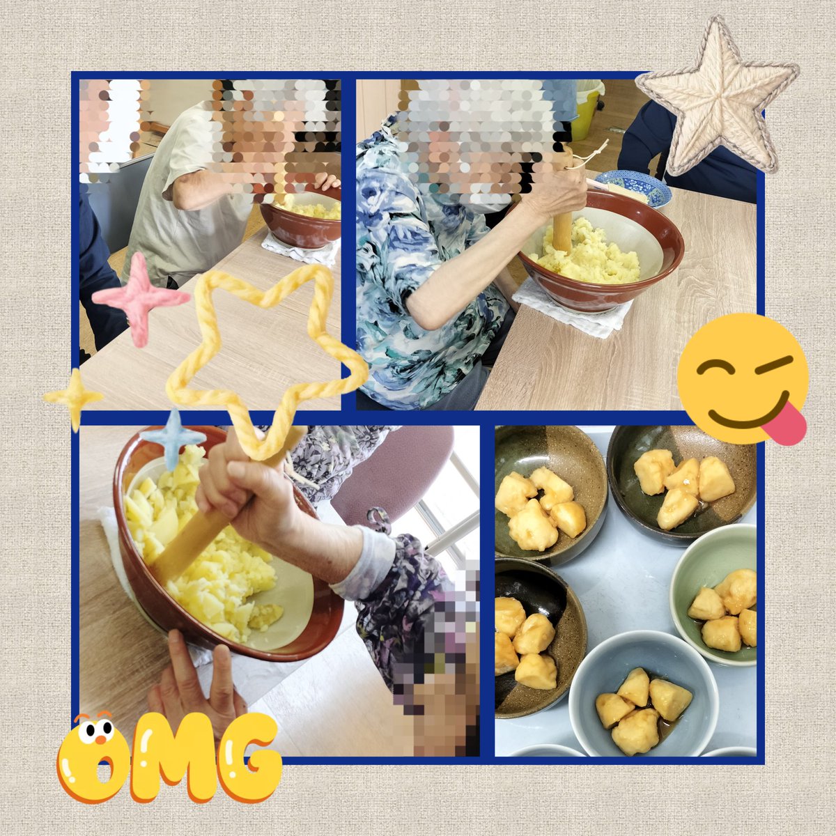 Dyasuragi's tweet photo. #杉戸町
#地域密着

おやつレクで、芋餅を作りました♥芋を潰してると何とも美味しい香りが....😌😌
みたらし味で、みなさんでおいしく頂きました😋👍 https://t.co/LQ7ONOmPf6