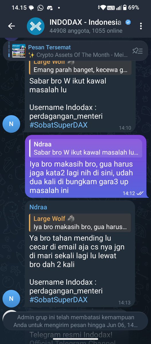 syaip32442's tweet photo. Halo @indodax @OscarDarmawan
Udah seminggu ni akun saya gabisa penarikan, emang nasabah hidup bayar makan pake daun? Udah tiga kali up masalah ini ke grup tele  malah di bungkam pada akhirnya, anti kritik banget,
Tolong kinerjanya dong dipercepat.

#kkpc
@keluhkesacrypto https://t.co/lqoGIXnIfa