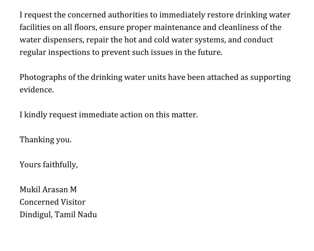 MukilBee's tweet photo. 🚨 Government Medical College Hospital, Dindigul has no drinking water in the General Ward area. Checked 3rd, 2nd &amp; 1st floors—no water. Hot/cold dispensers not working and units poorly maintained. Kindly take immediate action. 

#Dindigul #PatientCare https://t.co/LxY1FClPvq