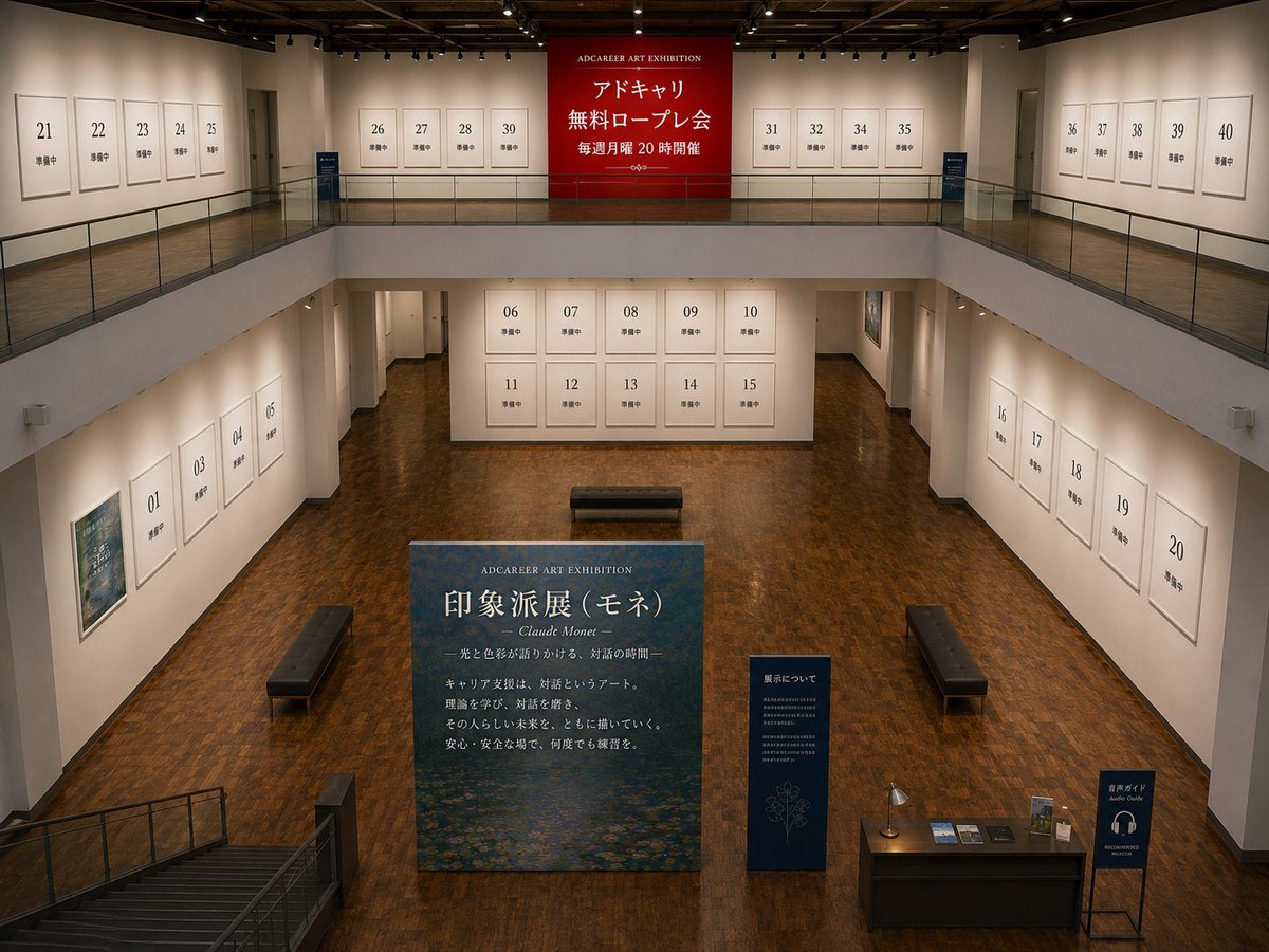 advance_career_'s tweet photo. ＼次回：6月8日（月）20時／
アドキャリ「無料ロープレ会」

「うまく話せること」より、
「安心して対話できること」から始まる学びがあります。
キャリアコンサルタントのロープレは、
正解を探す時間ではなく、
相手の言葉を受け取りながら、
自分の関わり方に気づいていく時間。

アドキャリは、
失敗しても大丈夫な場です。
養成講座受講生、受験生、有資格者の方まで
みなさんご参加可能です。

次回は
📅2026/06/08（月）20:00〜
👤見学のみOK
👤相談者役のみOK

📅毎週月曜日 20:00〜
💻Zoom開催／1人40分ずつ

👇参加はこちら
 https://t.co/InNvsin4lm

🎨ADVANCE CAREER ART EXHIBITION 🎨
第1回：2026年夏印象派展　
作品番号 01：睡蓮とともに

#アドキャリ
#キャリコンロープレ #無料ロープレ会 #キャリアコンサルタント #キャリコン受験生 #国家資格キャリアコンサルタント #養成講座 #2級技能士 #傾聴 #対話の力 #安心安全な場 #学び合い #自己研鑽 #ADVANCECAREERARTEXHIBITION #作品番号01
