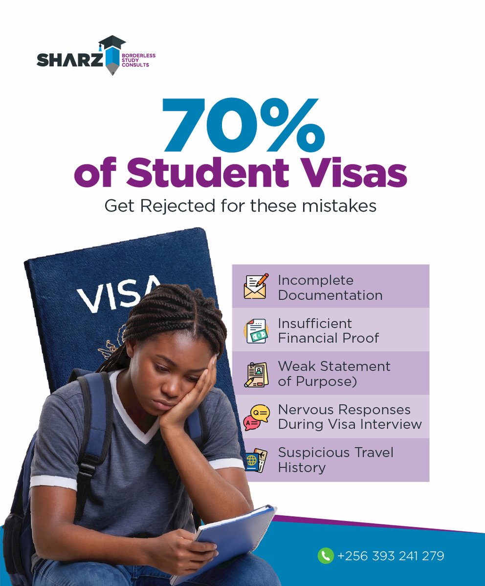 SharzConsults's tweet photo. Do not be among the 70%!

In the past 7 years, we've had the joy to interact with several students who would like to study abroad. But for many, the greatest hurdle is visa acquisition.

Visit our offices at Jocasa House &amp; let's navigate the process together.

#StudyAbroad https://t.co/2nQcLvtOhN