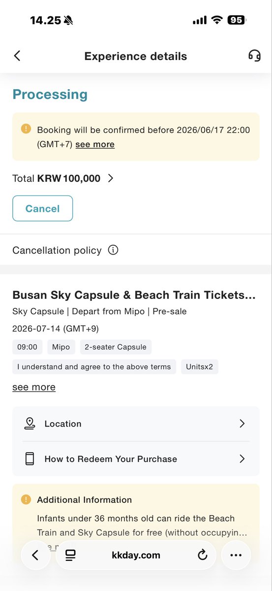 yoongitta18's tweet photo. Guysss, mungkin ada yg mau ke Korea dan mampir ke Busan di bulan Juli, aku salah pesen tanggal harusnya bulan Juni tp malah Juli pilihnya. Ini aku pesen 2 tiket sky capsule busan aku jual rugi jg gpp. Sedih bgt gak teliti ih saking pengennya naik ini :( https://t.co/fRAsJBBZjF