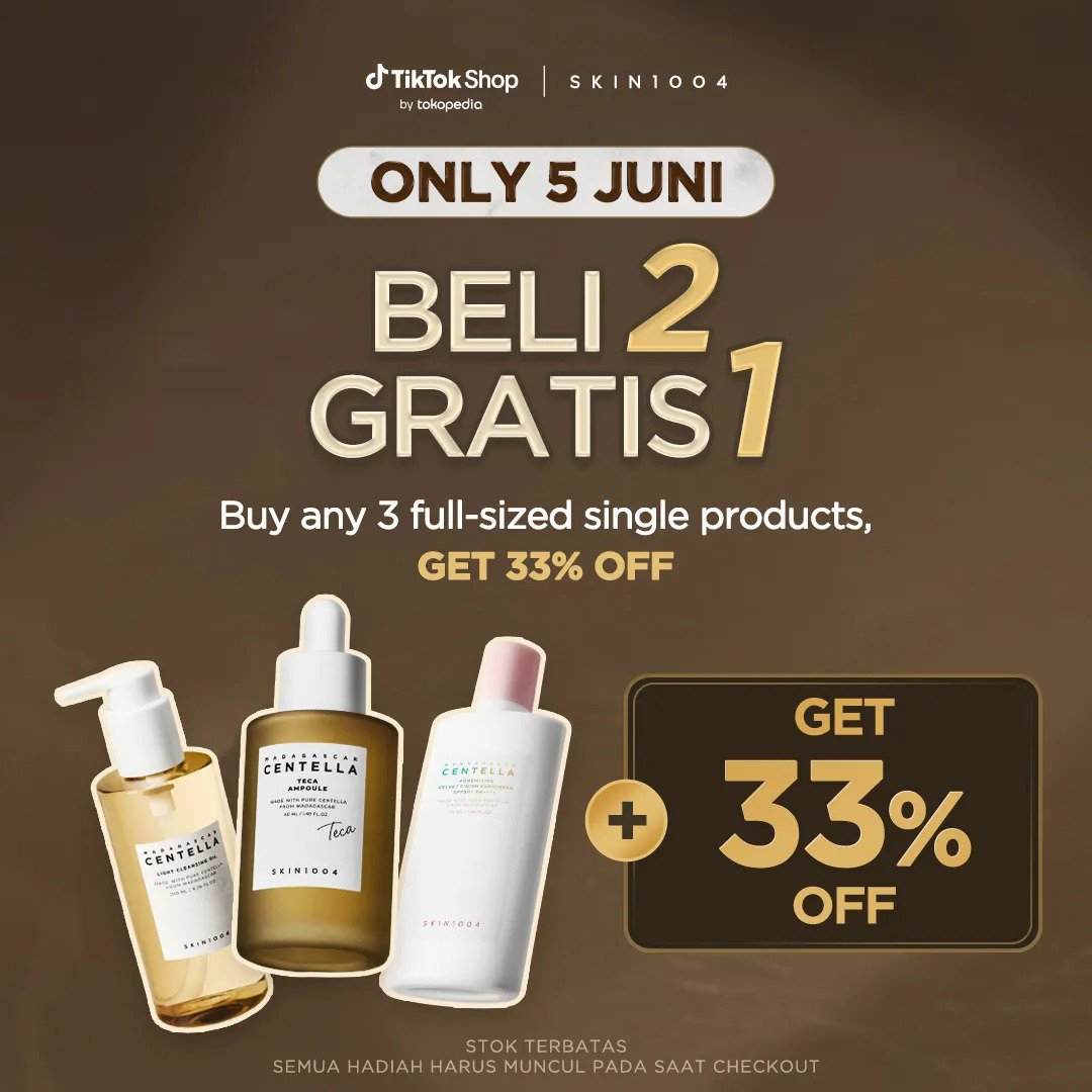 dubbieb00's tweet photo. Siap-siap Sale 6.6⚠️
khusus 5 Juni 2026

beli @SKIN1004_id 3 full size varian apapun kalian bisa dapet diskon 33%. Ibaratnya kalian cuma bayar 2 tapi dapet 3 produk.

#SKIN1004 #Diskon66 #Promo66 #tryteca https://t.co/JSyw6MeE8V