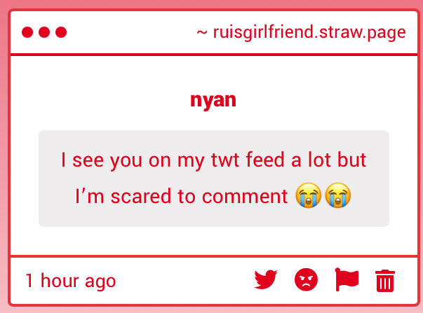 mtfrui's tweet photo. https://t.co/1ETx16CgYN
NO PLS U DONT NEED TO BE SCARED!! Im not evil or anything i can be a bit mean but it’s normally unintentional okay dont hesitate to comment on my posts okay im not scary im a loser 🥺💜 https://t.co/VPCO4HiqPO