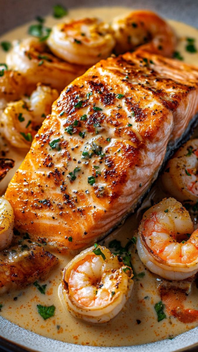 Emmajhones77's tweet photo. Salmon and shrimp together https://t.co/gPOHmkNZCW