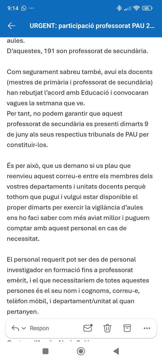 DanielRayaCresp's tweet photo. Professors universitaris que se us proposa supervisar i corregir les PAU per suplir els docents en vaga, si ho feu sereu tan 🐿️ com els docents que no la fan. Defensar la pública és una responsabilitat de tots i sabotejar les vagues una traïció a la classe treballadora i al país! https://t.co/OgEjF5BuK6