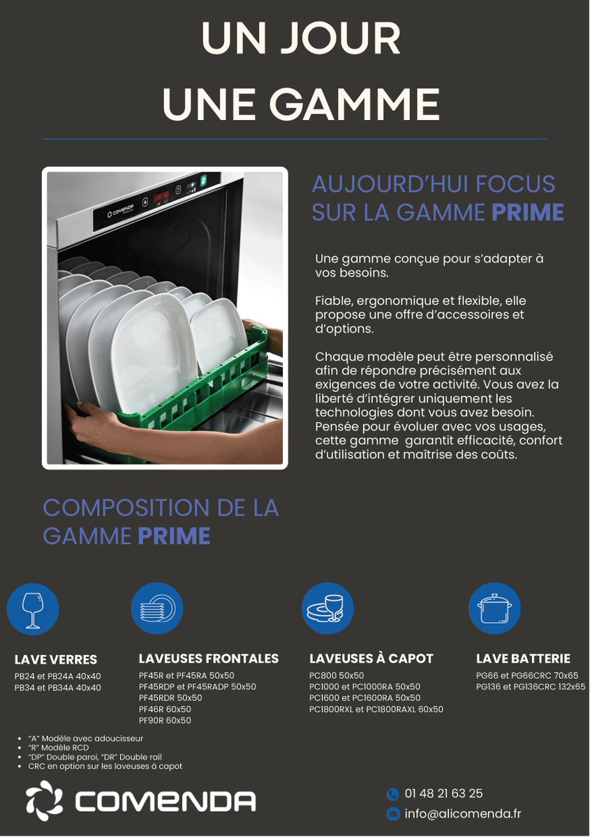 Ali_comenda's tweet photo. Après avoir découvert la gamme Equilybra, place cette semaine à la gamme Prime ! Des laveuses fiables, performantes et entièrement personnalisables pour s'adapter aux exigences de chaque activité. https://t.co/WDuyw7RUvZ