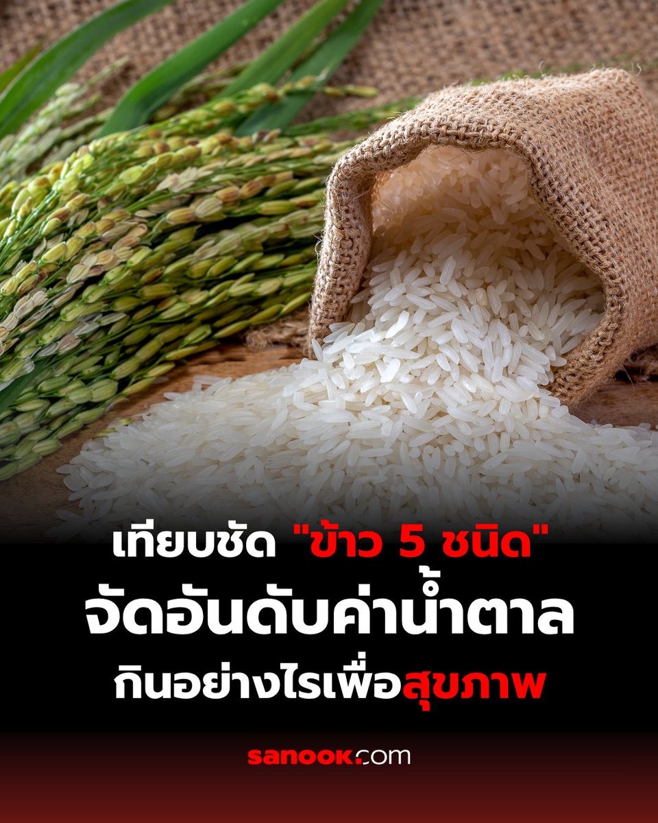 SanookNews's tweet photo. 🍚 กินข้าวทุกวัน แต่รู้ไหมว่าข้าวแต่ละชนิดทำให้น้ำตาลในเลือดขึ้นไม่เท่ากัน?
หลายคนคิดว่า "ข้าวก็คือข้าว" แต่ความจริงแล้วค่าดัชนีน้ำตาล (GI) ของข้าวแต่ละชนิดแตกต่างกันมาก โดยเฉพาะคนที่กำลังควบคุมน้ำหนักหรือระดับน้ำตาลในเลือด ควรรู้ไว้! 👀

📈 จัดอันดับข้าวที่ทำให้น้ำตาลขึ้นเร็ว → ช้าที่สุด
1️⃣ ข้าวขาว
น้ำตาลขึ้นเร็วที่สุด เพราะผ่านการขัดสีจนใยอาหารหายไปเกือบหมด
2️⃣ ข้าวหอมมะลิ
หอม นุ่ม อร่อย แต่มีค่า GI ค่อนข้างสูง โดยเฉพาะข้าวร้อน ๆ
3️⃣ ข้าวเหนียว
มีแป้งอะมิโลเพกตินสูง ร่างกายย่อยง่าย ทำให้น้ำตาลในเลือดพุ่งเร็ว
✅ กลุ่มข้าวที่เป็นมิตรกับสุขภาพมากกว่า
4️⃣ ข้าวกล้อง
มีใยอาหาร รำข้าว และจมูกข้าว ช่วยชะลอการดูดซึมน้ำตาล
5️⃣ ข้าวไรซ์เบอร์รี่
ไฟเบอร์สูง อุดมด้วยสารต้านอนุมูลอิสระ และมีค่า GI ต่ำถึงปานกลาง

💡 เคล็ดลับกินข้าวให้สุขภาพดี
🥗 กินคู่กับผักเยอะ ๆ
🍗 เพิ่มโปรตีนคุณภาพดี
🥄 ควบคุมปริมาณข้าวในแต่ละมื้อ
🌾 เลือกข้าวไม่ขัดสีให้บ่อยขึ้น

จำไว้ว่า "ชนิดของข้าวสำคัญ แต่ปริมาณที่กินสำคัญกว่า" หากกินมากเกินไป แม้จะเป็นข้าวเพื่อสุขภาพก็อาจทำให้น้ำตาลสะสมได้เช่นกัน

#sanook #สุขภาพ #ข้าว #ควบคุมน้ำตาล #อาหารเพื่อสุขภาพ