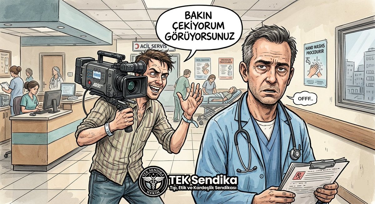TEKsendika's tweet photo. Bir hekimin görüntüsünü kesip biçerek sosyal medyaya servis edenlere açık çağrımızdır:

Mahkeme siz değilsiniz.
Savcı siz değilsiniz.
Hâkim siz değilsiniz.

Hekimler artık sosyal medya linçlerine teslim olmayacaktır.

Her gün yüzlerce hastaya hizmet veren meslektaşlarımızı birkaç saniyelik görüntüler üzerinden hedef göstermeyi kabul etmiyoruz.

Bir hekime yönelik organize dijital linç varsa, karşısında bizi bulacaktır.

Sessiz kalmayacağız.
Geri adım atmayacağız.
Meslektaşlarımızı yalnız bırakmayacağız.
